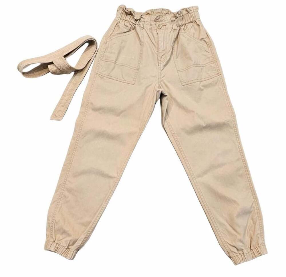 Polo Ralph Lauren Girls Pants Size 6 Beige Cuffed Joggers Paperbag Waist